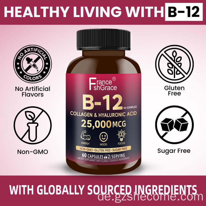 Shecome Vitamin B12-Kapseln unterstützen die Stimmung und den Fokus